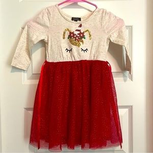 Toddler Girl Unicorn Sequin Christmas/Holiday Dress (5T)